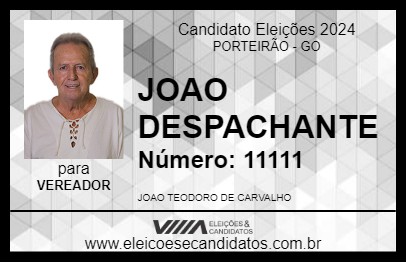 Candidato JOAO DESPACHANTE 2024 - PORTEIRÃO - Eleições