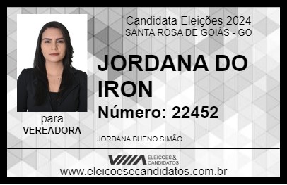 Candidato JORDANA DO IRON 2024 - SANTA ROSA DE GOIÁS - Eleições