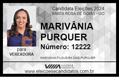 Candidato MARIVÂNIA PURQUER 2024 - SANTA ROSA DE GOIÁS - Eleições