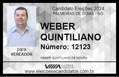 Candidato WEBER QUINTILIANO 2024 - PALMEIRAS DE GOIÁS - Eleições