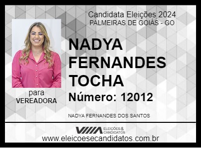 Candidato NADYA FERNANDES TOCHA 2024 - PALMEIRAS DE GOIÁS - Eleições