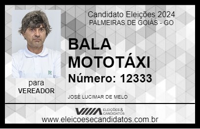 Candidato BALA MOTOTÁXI 2024 - PALMEIRAS DE GOIÁS - Eleições