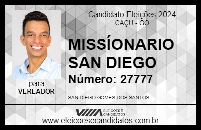 Candidato MISSIONÁRIO SAN DIEGO 2024 - CAÇU - Eleições