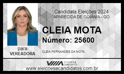 Candidato CLEIA MOTA 2024 - APARECIDA DE GOIÂNIA - Eleições