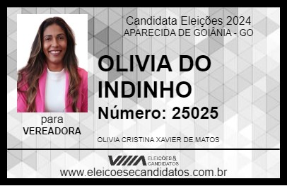 Candidato OLIVIA DO INDINHO 2024 - APARECIDA DE GOIÂNIA - Eleições