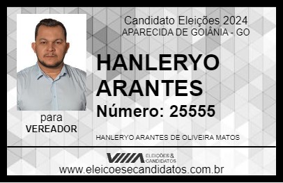 Candidato HANLERYO ARANTES 2024 - APARECIDA DE GOIÂNIA - Eleições