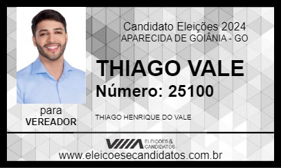 Candidato THIAGO VALE 2024 - APARECIDA DE GOIÂNIA - Eleições