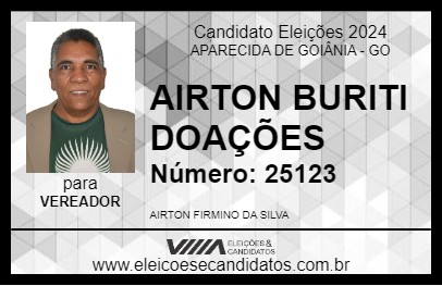 Candidato AIRTON BURITI DOAÇÕES 2024 - APARECIDA DE GOIÂNIA - Eleições