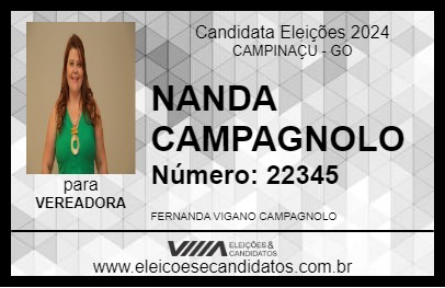 Candidato NANDA CAMPAGNOLO 2024 - CAMPINAÇU - Eleições