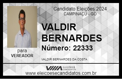 Candidato VALDIR BERNARDES 2024 - CAMPINAÇU - Eleições