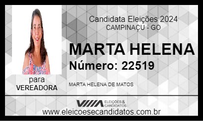 Candidato MARTA HELENA 2024 - CAMPINAÇU - Eleições