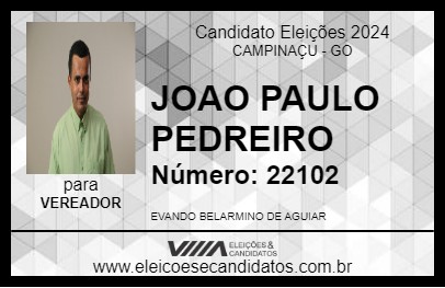 Candidato JOAO PAULO PEDREIRO 2024 - CAMPINAÇU - Eleições