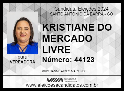 Candidato KRISTIANE DO MERCADO LIVRE 2024 - SANTO ANTÔNIO DA BARRA - Eleições