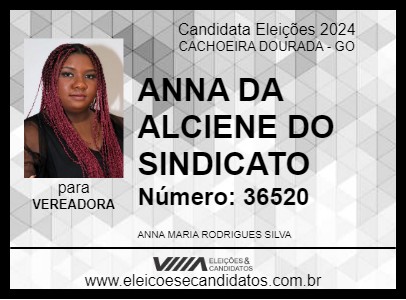 Candidato ANNA DA ALCIENE DO SINDICATO 2024 - CACHOEIRA DOURADA - Eleições