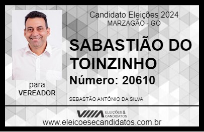 Candidato SABASTIÃO DO TOINZINHO 2024 - MARZAGÃO - Eleições