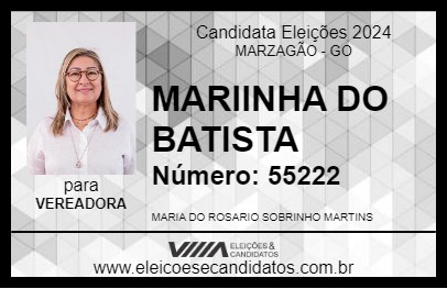 Candidato MARIINHA DO BATISTA 2024 - MARZAGÃO - Eleições