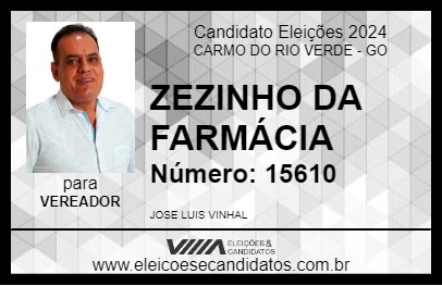 Candidato ZEZINHO DA FARMÁCIA 2024 - CARMO DO RIO VERDE - Eleições