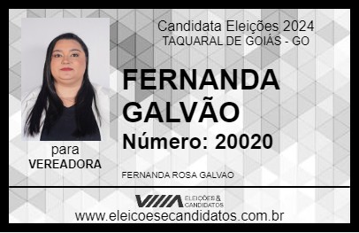 Candidato FERNANDA GALVÃO 2024 - TAQUARAL DE GOIÁS - Eleições