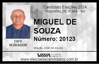 Candidato MIGUEL DE SOUZA 2024 - TAQUARAL DE GOIÁS - Eleições