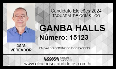 Candidato GAMBA HALLS 2024 - TAQUARAL DE GOIÁS - Eleições