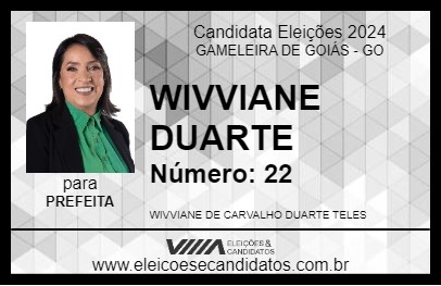 Candidato WIVVIANE DUARTE 2024 - GAMELEIRA DE GOIÁS - Eleições