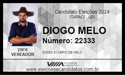 Candidato DIOGO MELO 2024 - ITAPACI - Eleições