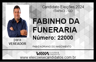 Candidato FABINHO DA FUNERARIA 2024 - ITAPACI - Eleições