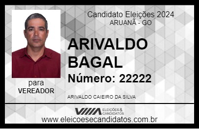 Candidato ARIVALDO BAGAL 2024 - ARUANÃ - Eleições