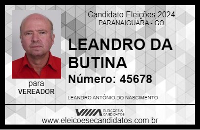 Candidato LEANDRO DA BUTINA 2024 - PARANAIGUARA - Eleições