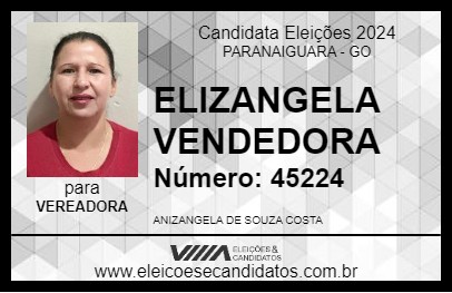 Candidato ELIZANGELA VENDEDORA 2024 - PARANAIGUARA - Eleições