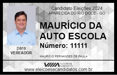 Candidato MAURÍCIO DA AUTO ESCOLA 2024 - APARECIDA DO RIO DOCE - Eleições