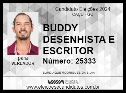 Candidato BUDDY DESENHISTA E ESCRITOR 2024 - CAÇU - Eleições