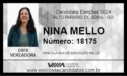 Candidato NINA MELLO 2024 - ALTO PARAÍSO DE GOIÁS - Eleições