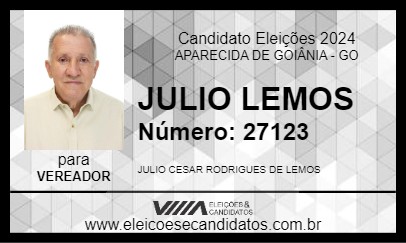 Candidato JULIO LEMOS 2024 - APARECIDA DE GOIÂNIA - Eleições