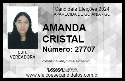 Candidato AMANDA CRISTAL 2024 - APARECIDA DE GOIÂNIA - Eleições