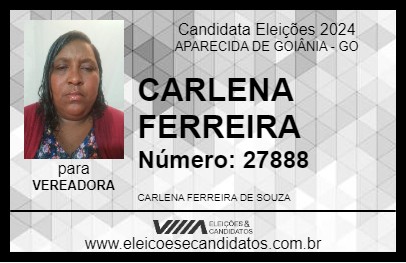 Candidato CARLENA FERREIRA 2024 - APARECIDA DE GOIÂNIA - Eleições