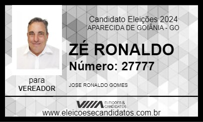 Candidato ZÉ RONALDO 2024 - APARECIDA DE GOIÂNIA - Eleições