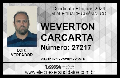 Candidato WEVERTOM CARCANJO 2024 - APARECIDA DE GOIÂNIA - Eleições