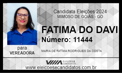 Candidato FATIMA DO DAVI 2024 - MIMOSO DE GOIÁS - Eleições