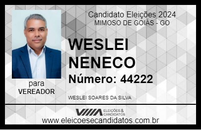 Candidato WESLEI NENECO 2024 - MIMOSO DE GOIÁS - Eleições