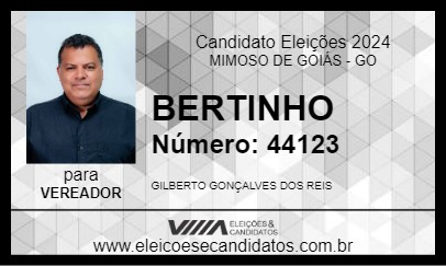 Candidato BERTINHO 2024 - MIMOSO DE GOIÁS - Eleições