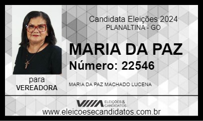 Candidato MARIA DA PAZ 2024 - PLANALTINA - Eleições