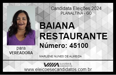 Candidato BAIANA RESTAURANTE 2024 - PLANALTINA - Eleições