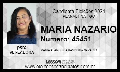 Candidato MARIA NAZARIO 2024 - PLANALTINA - Eleições