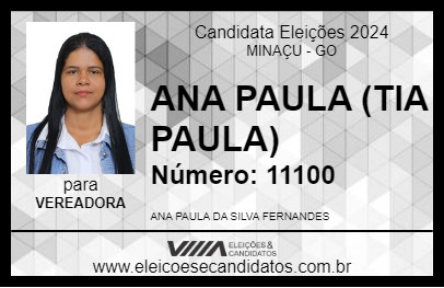 Candidato ANA PAULA (TIA PAULA) 2024 - MINAÇU - Eleições