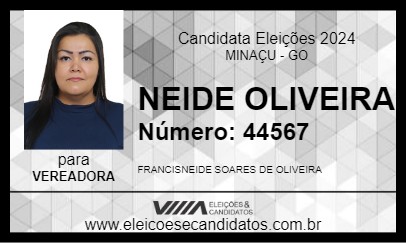 Candidato NEIDE OLIVEIRA 2024 - MINAÇU - Eleições