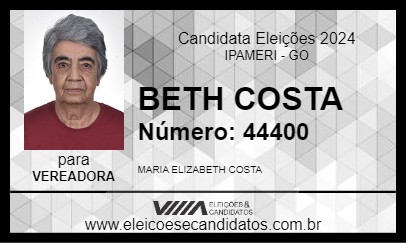 Candidato BETH COSTA 2024 - IPAMERI - Eleições