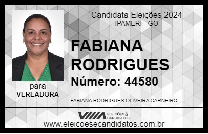 Candidato FABIANA RODRIGUES 2024 - IPAMERI - Eleições