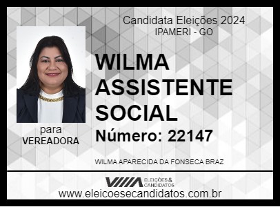 Candidato WILMA ASSISTENTE SOCIAL 2024 - IPAMERI - Eleições