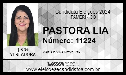 Candidato PASTORA LIA 2024 - IPAMERI - Eleições